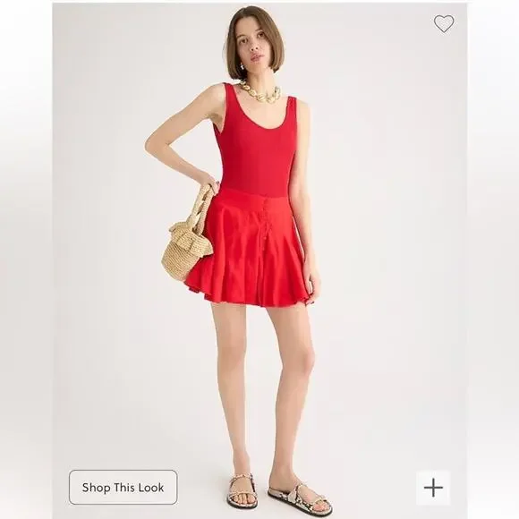 J. Crew Button Up Mini Skirt in Linen Vintage Red Size 0 BY898 New - Picture 2 of 6